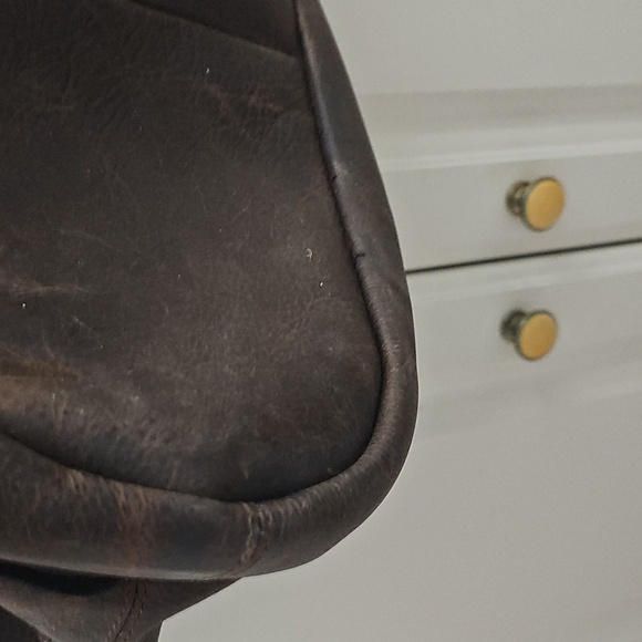 ⚜️Boho Brown Leather Tote Bag With Removable Denim Lining. Distressed Look! - Picture 4 of 4